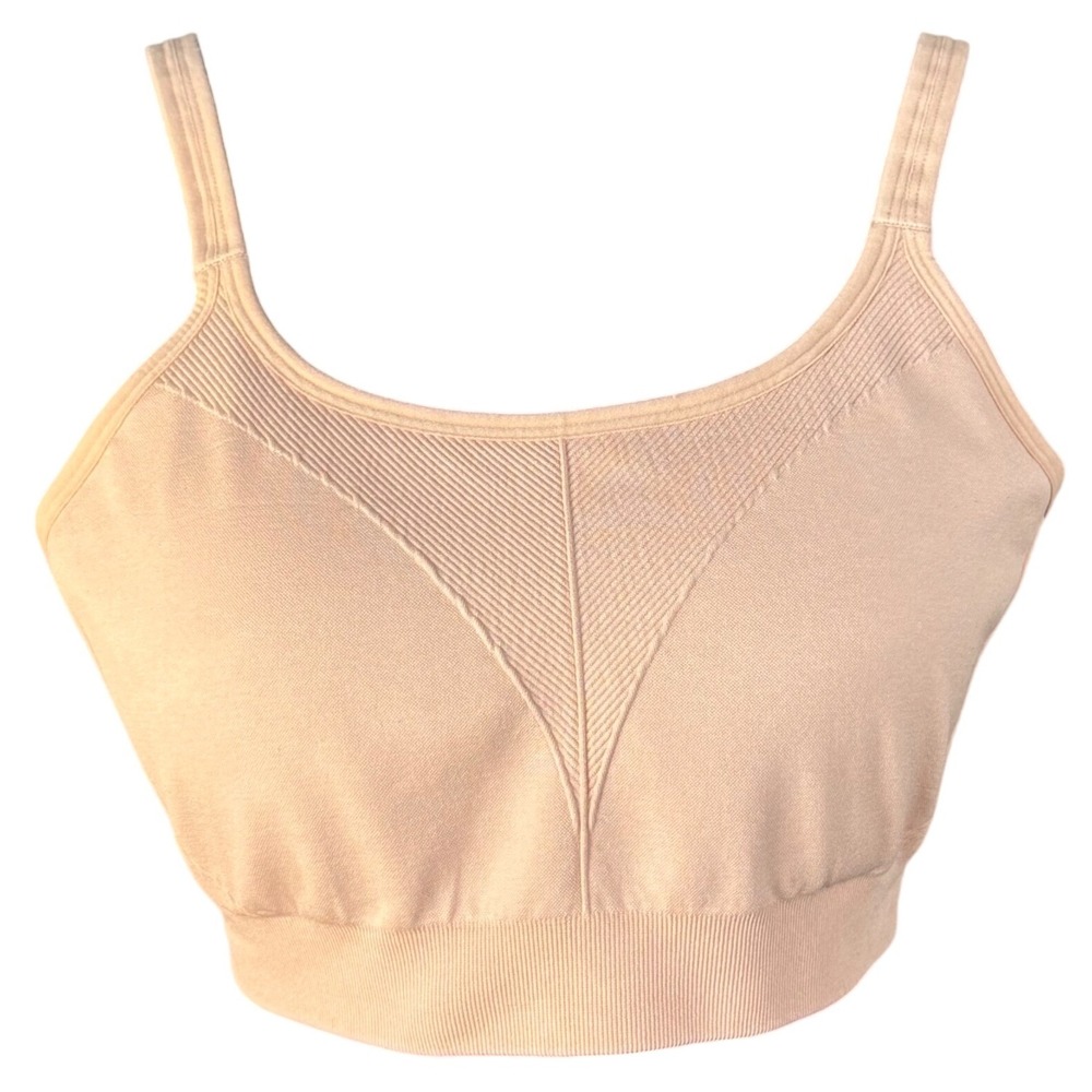 Soma Seamless Ballet Back Bralette Beige Nude Wireless Bra Large Ribbed Detail